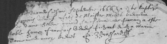 Acte de bapt&ecirc;me de Fran&ccedil;ois Bienvenu