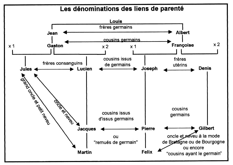 D&eacute;nomination des liens de parent&eacute;